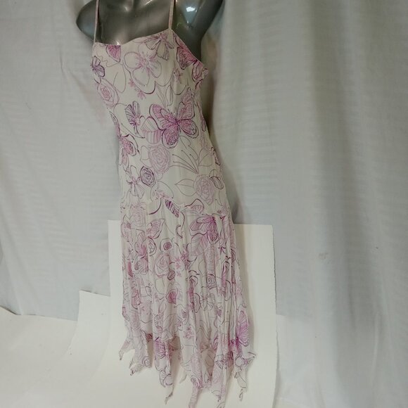 Eva Blue Y2K Fairy Dress 10 Handkerchief Whimsical Fairycore Beaded Floral White - Picture 8 of 16